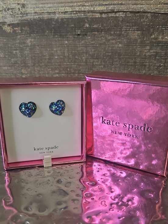 kate spade Jewelry - Kate Spade Heart Shimmer Stud Earrings - Blue Multicolor